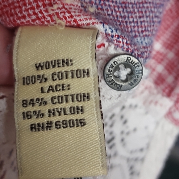 Ruffhewn Size Petite Large Sleeveless Button-down Plaid Top And Lace Back - Picture 9 of 9